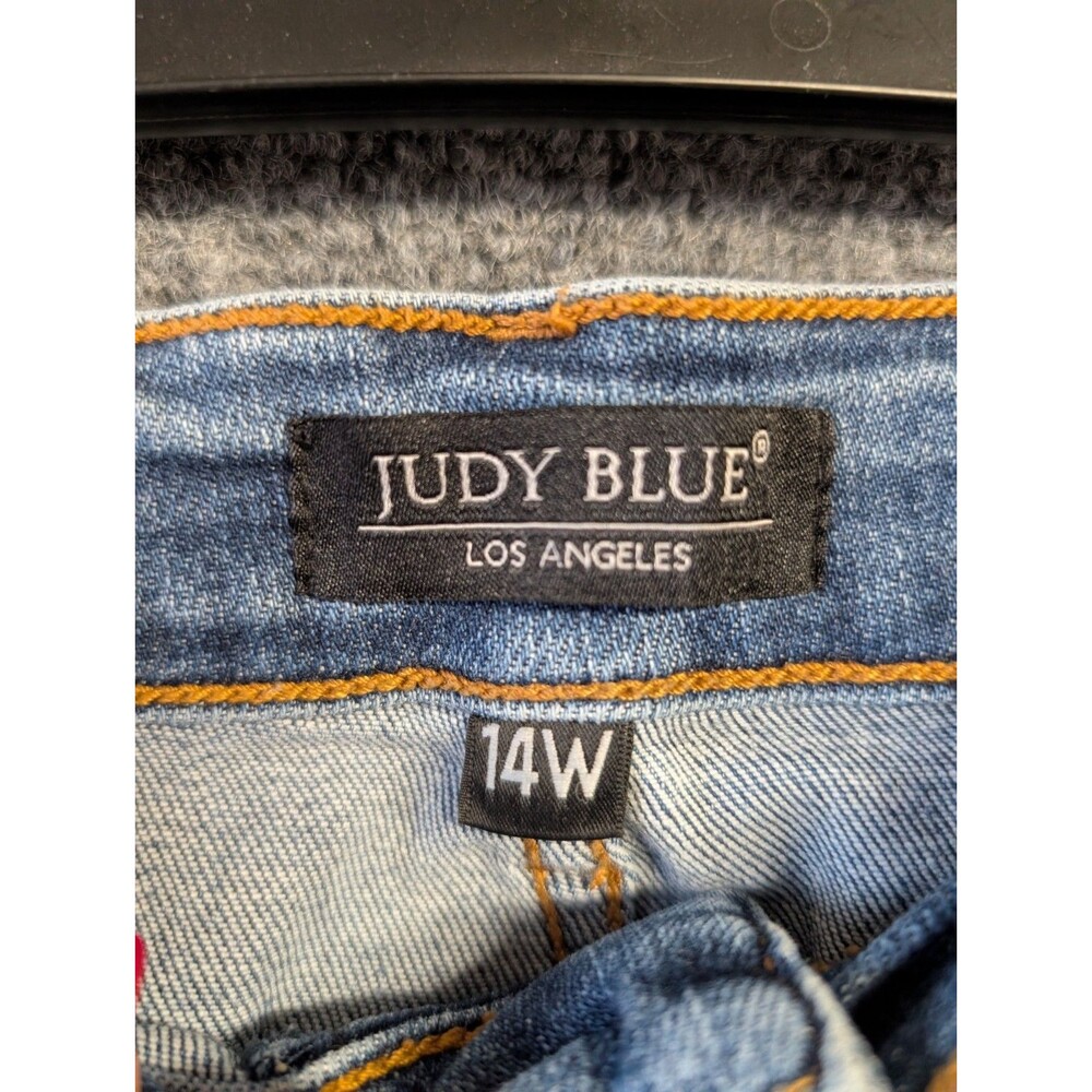 Judy Blue Jeans 14W On The Road High Rise Button Fly Boyfriend Distress Blue - Picture 10 of 15